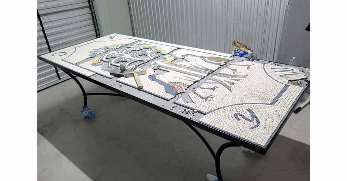 Stone garden table