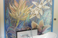 figurative mosaic artwork for a modern bathroom