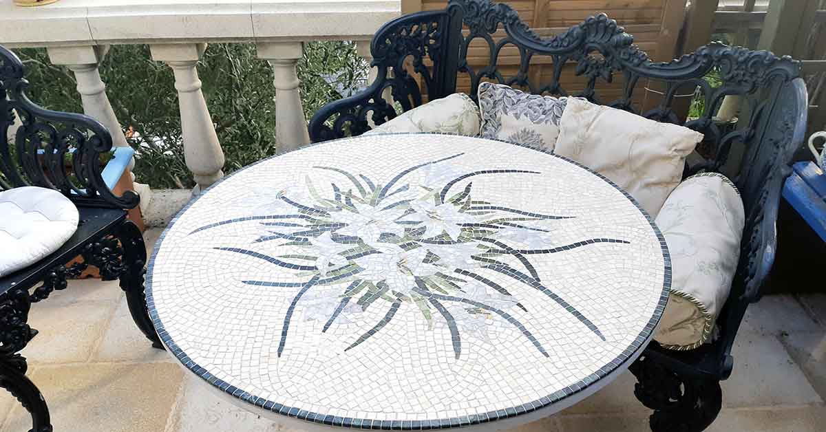 Mosaic table for a garden