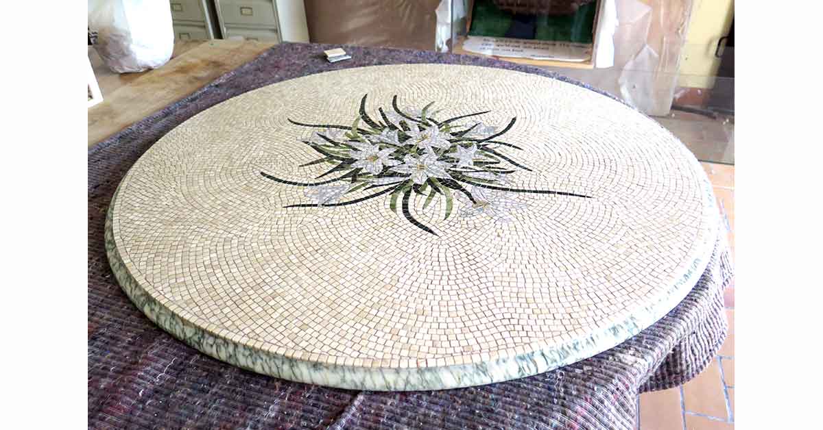 Mosaic table for a garden