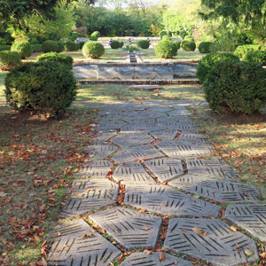 mosaic pathway in Art Deco garden