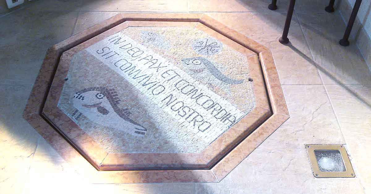 Baptistery with traditional Roman mosaic